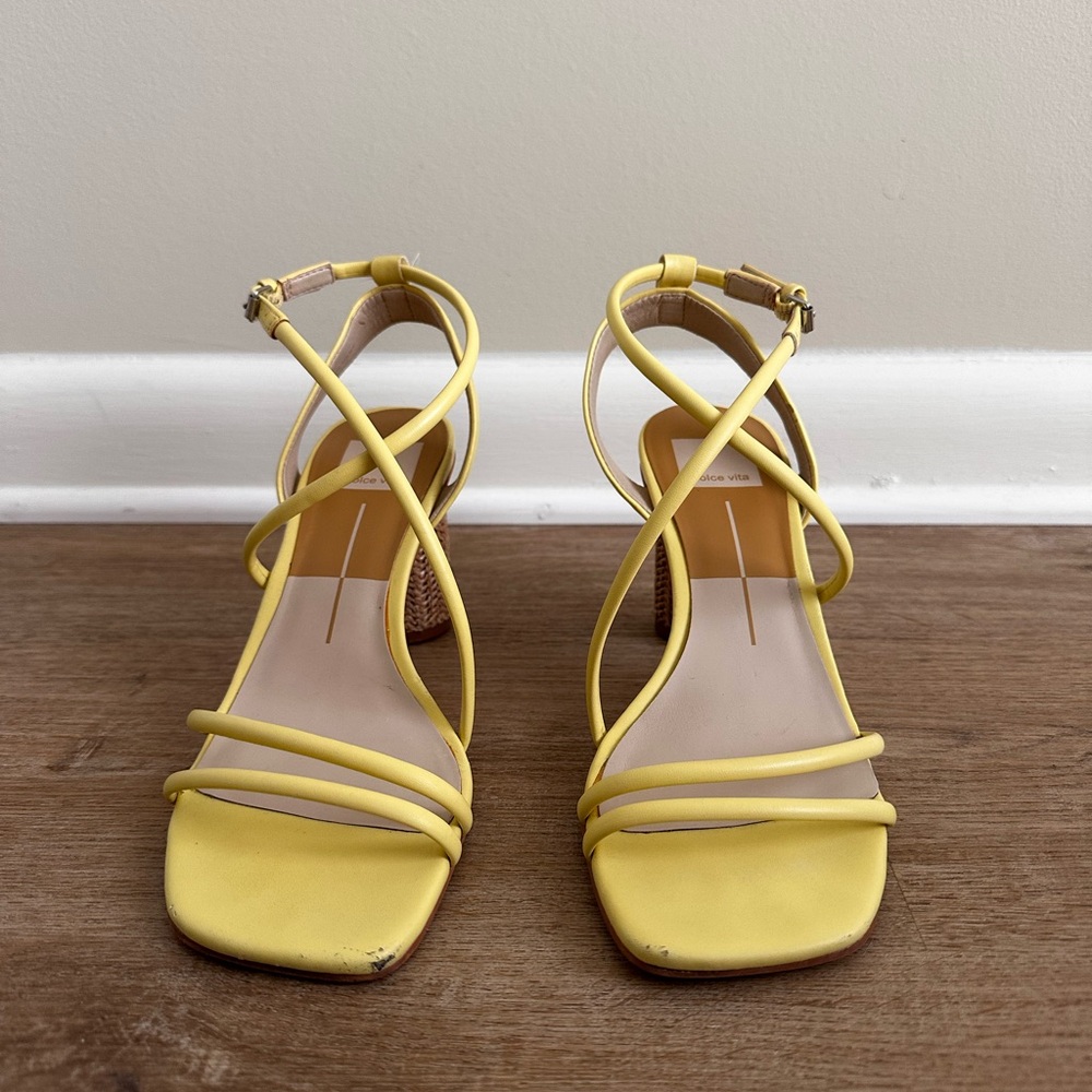 Dolce Vita Yellow Heeled Sandals with Strappy Design